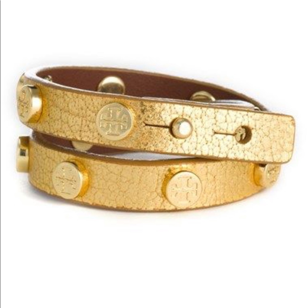 Tory Burch Double Wrap Logo Bracelet Gold Metallic